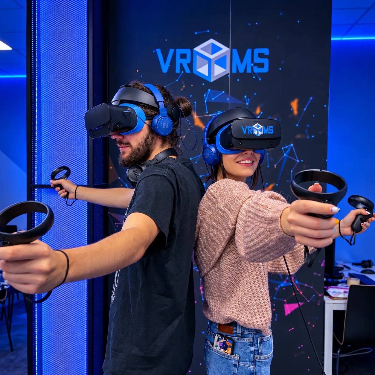 Група във VRooms по време на VR преживяване